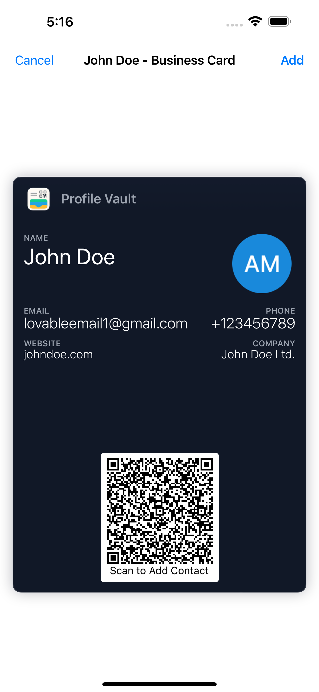 Vcontact ProfileVault - Digital Business Cards & vContact QR Codes ...